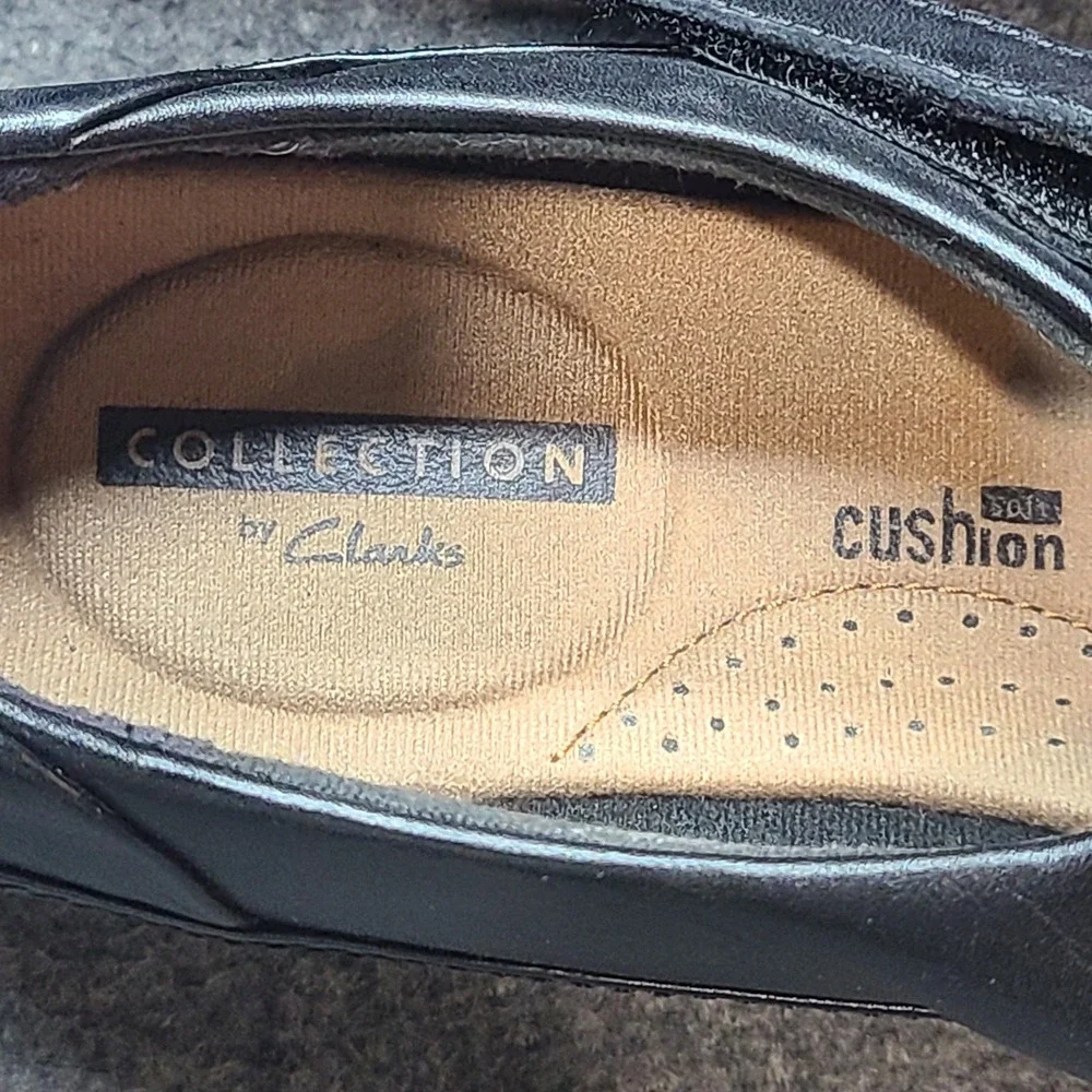 Clarks Women Black Leather Woven Strappy Mary Jane Flats Shoes 8.5M